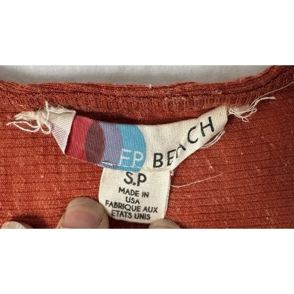 Free People FP Beach Ribbed Long Coverup Maxi Bat Wings Size Small Boho Coastal